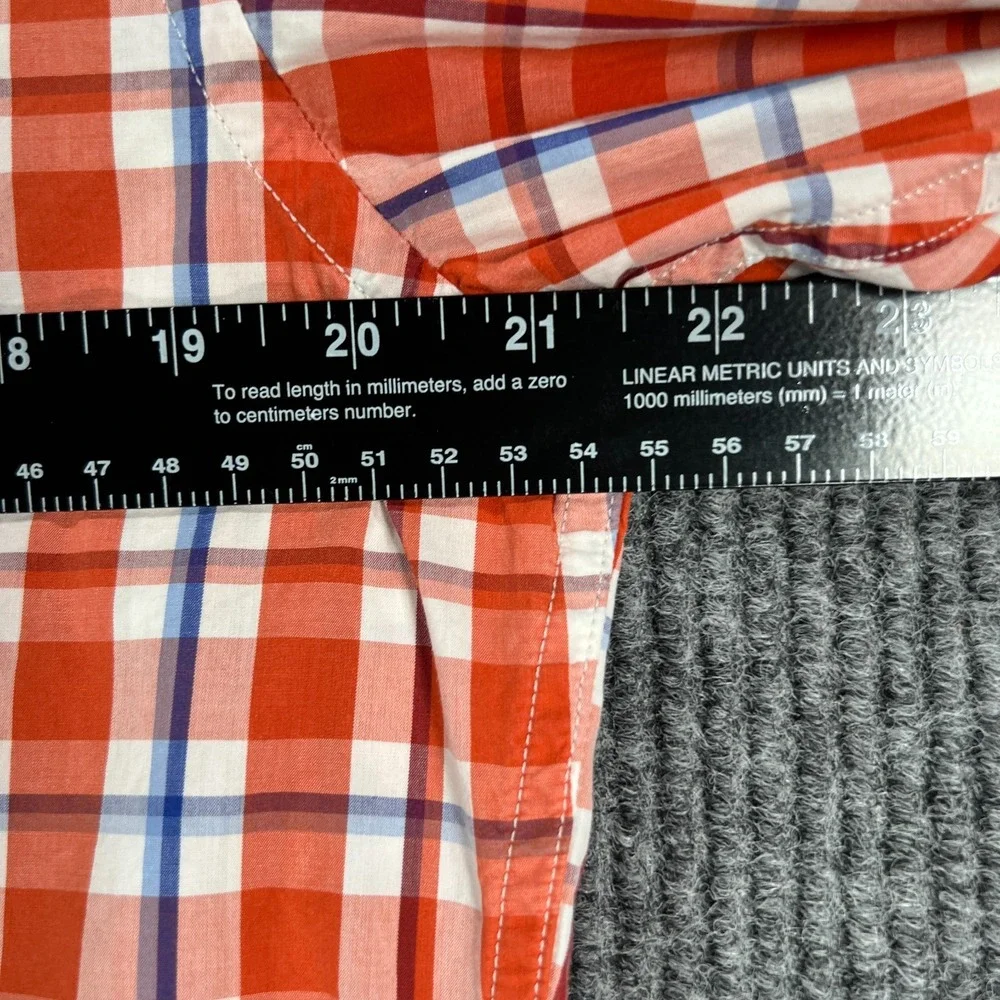 Banana Republic Shirt Mens Medium Orange Plaid Long Sleeve Button Down Casual